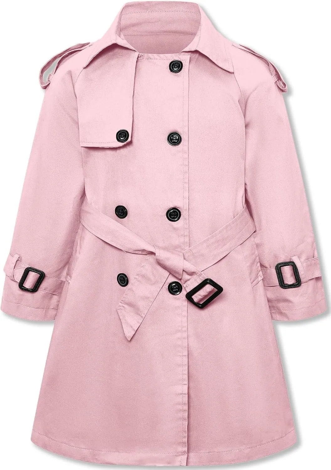 Betusline Girls & Women's Trench Coat Double Breasted Classic Lapel Outerwear, 3 Years - Women 2XL