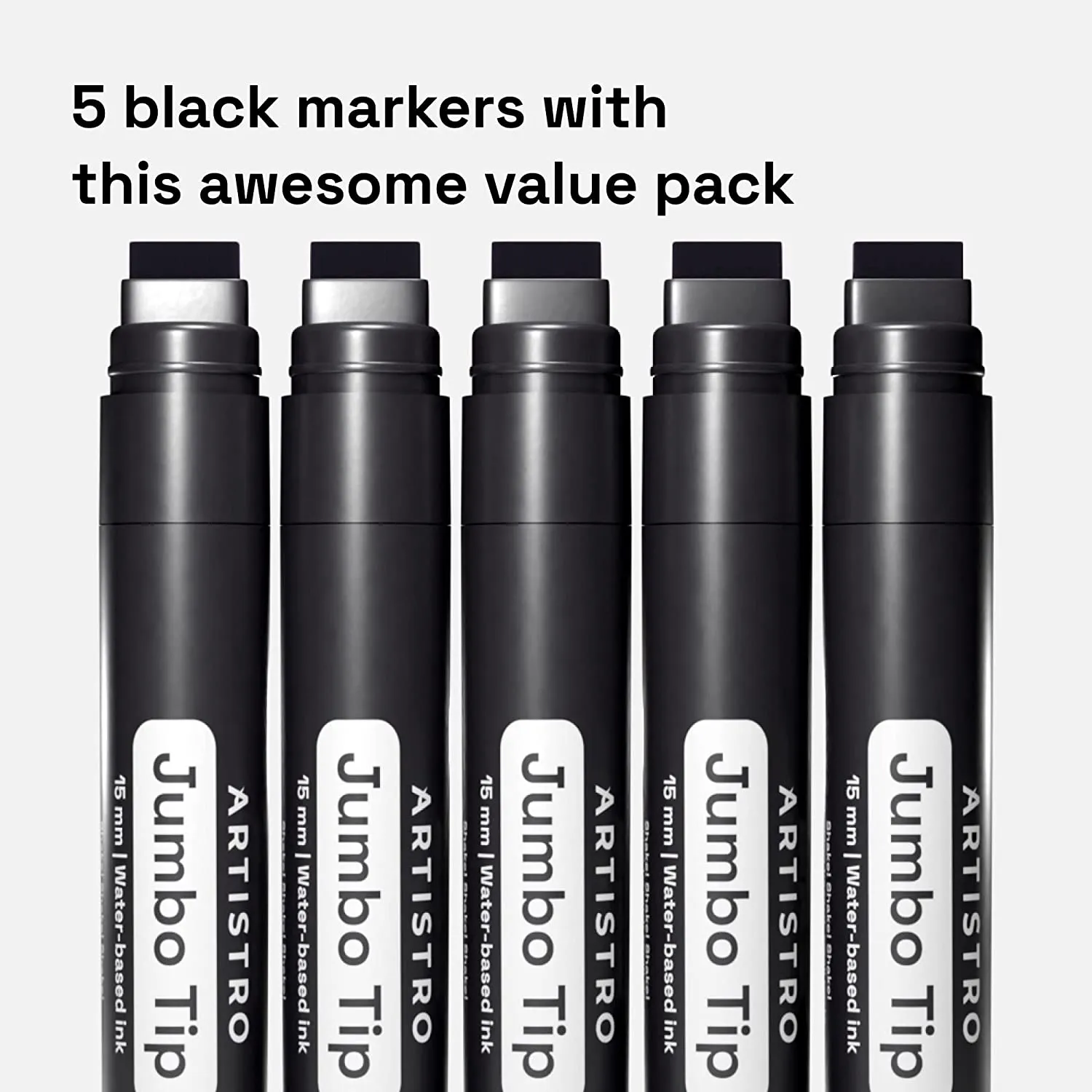 Jumbo tip markers – set of 5 black markers