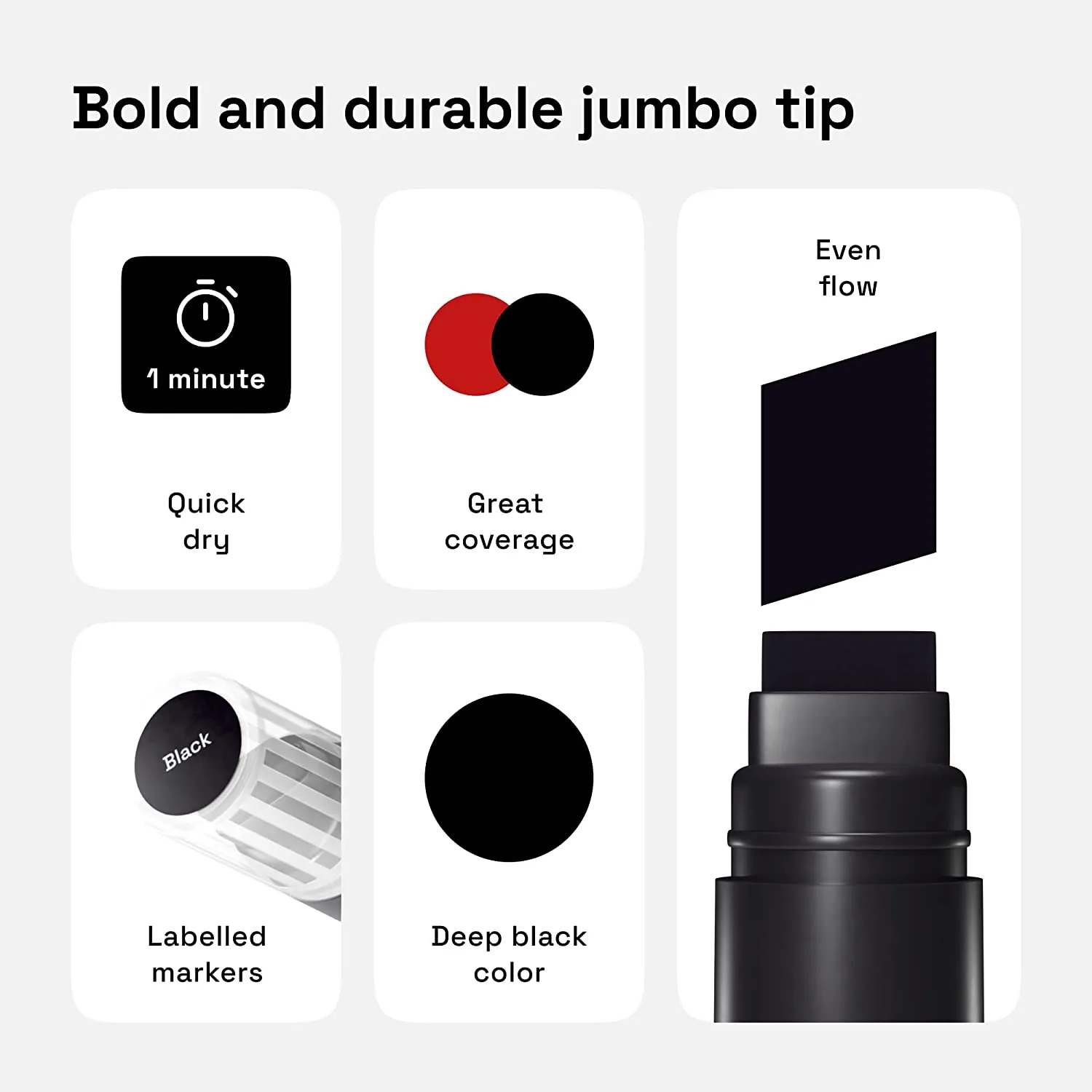 Jumbo tip markers – set of 5 black markers