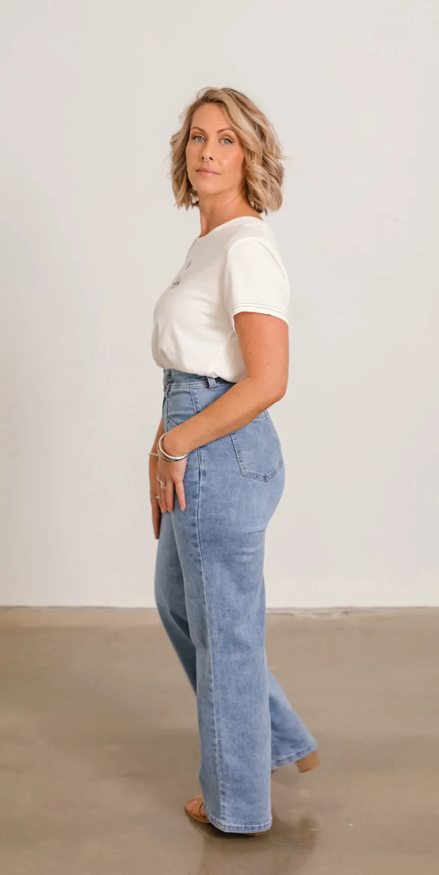 Kayli Washed Light Blue Wide Leg Jean