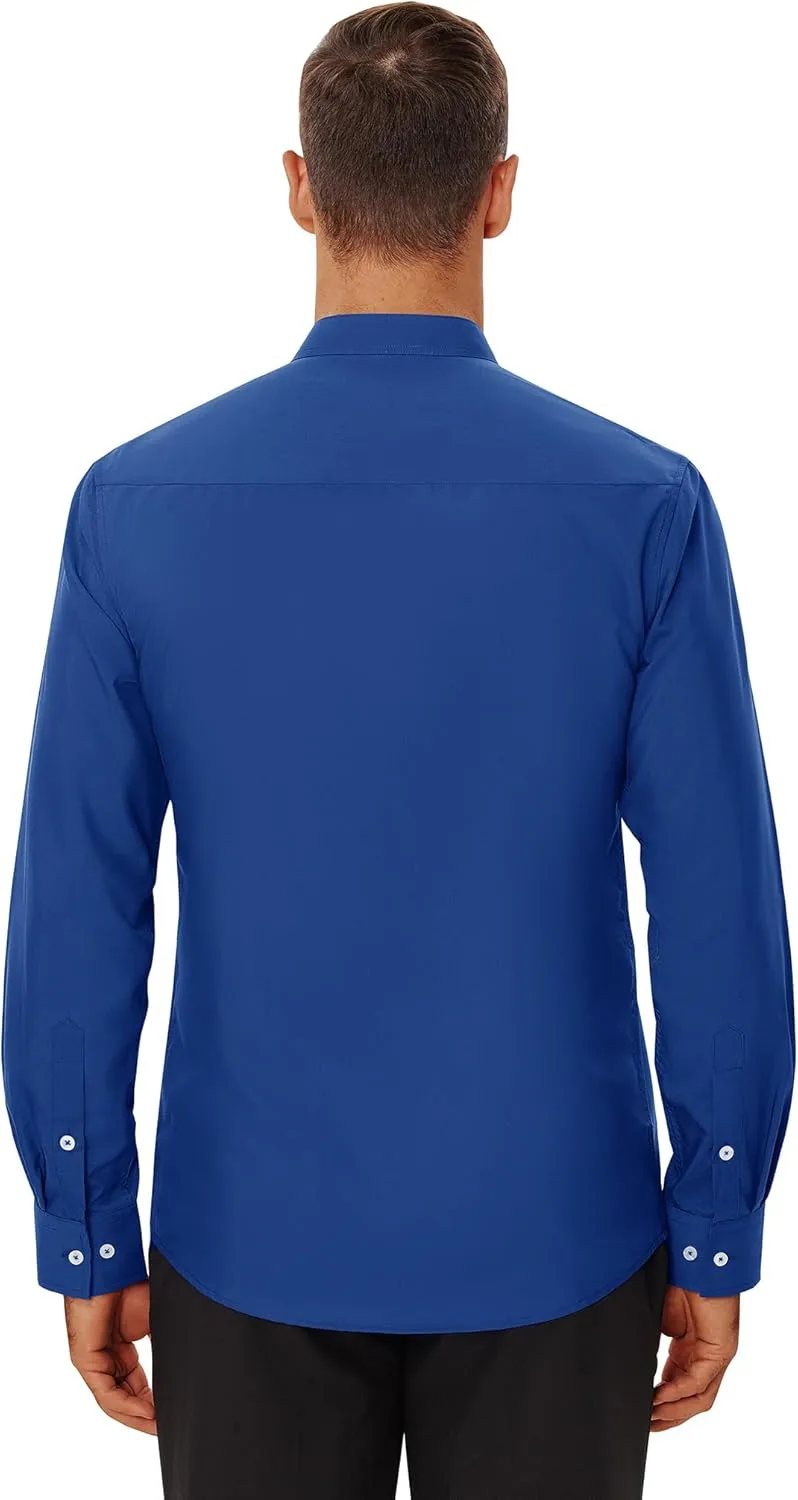 Mens Dress Shirts Wrinkle Free Dress Shirts for Men Long Sleeve Button Down Shirts Banded Collar Shirts