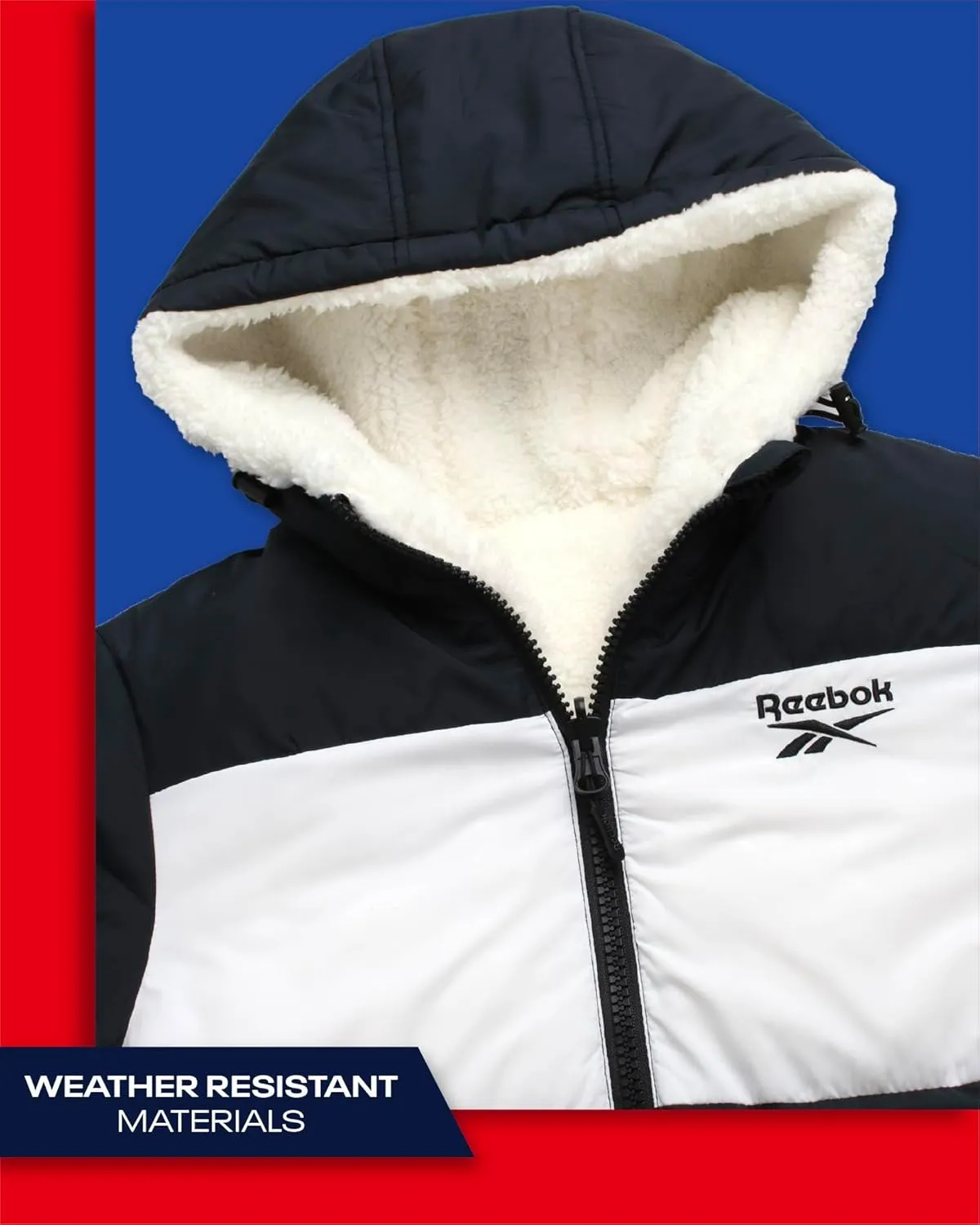 Reebok Women's Winter Jacket - Reversible Quilted Puffer Coat with Sherpa Fleece Lining - Reversible Jacket for Women (S-XL)