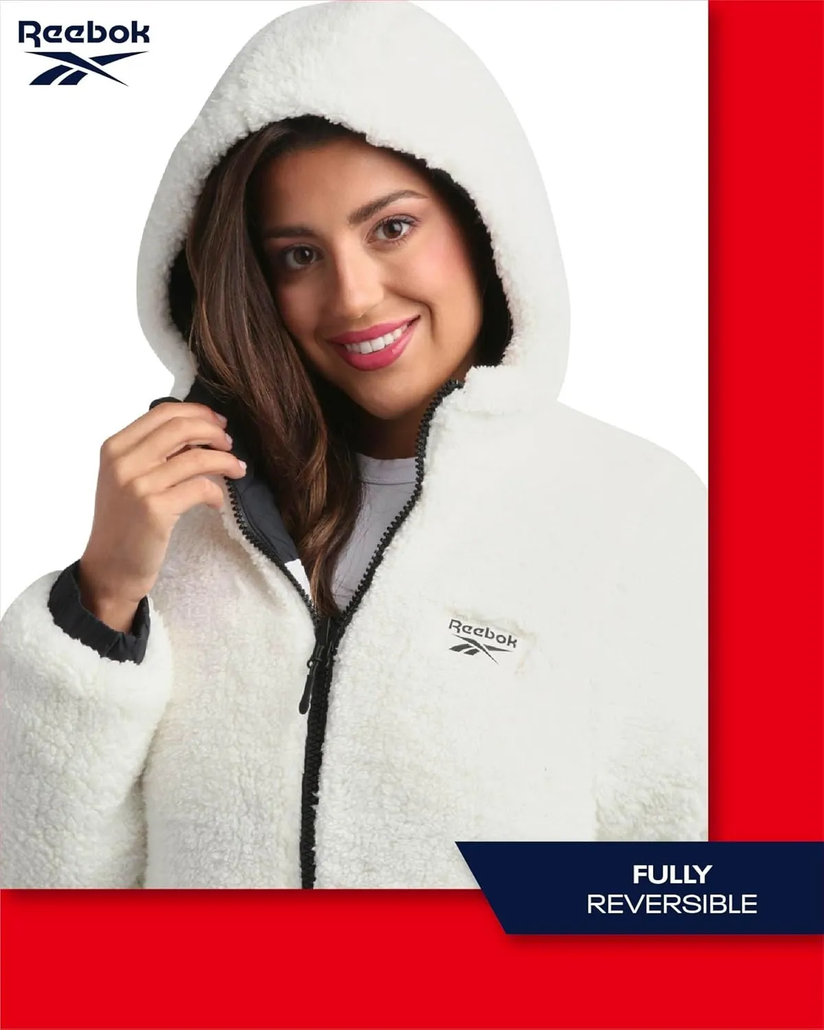 Reebok Women's Winter Jacket - Reversible Quilted Puffer Coat with Sherpa Fleece Lining - Reversible Jacket for Women (S-XL)