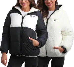 Reebok Women's Winter Jacket - Reversible Quilted Puffer Coat with Sherpa Fleece Lining - Reversible Jacket for Women (S-XL)